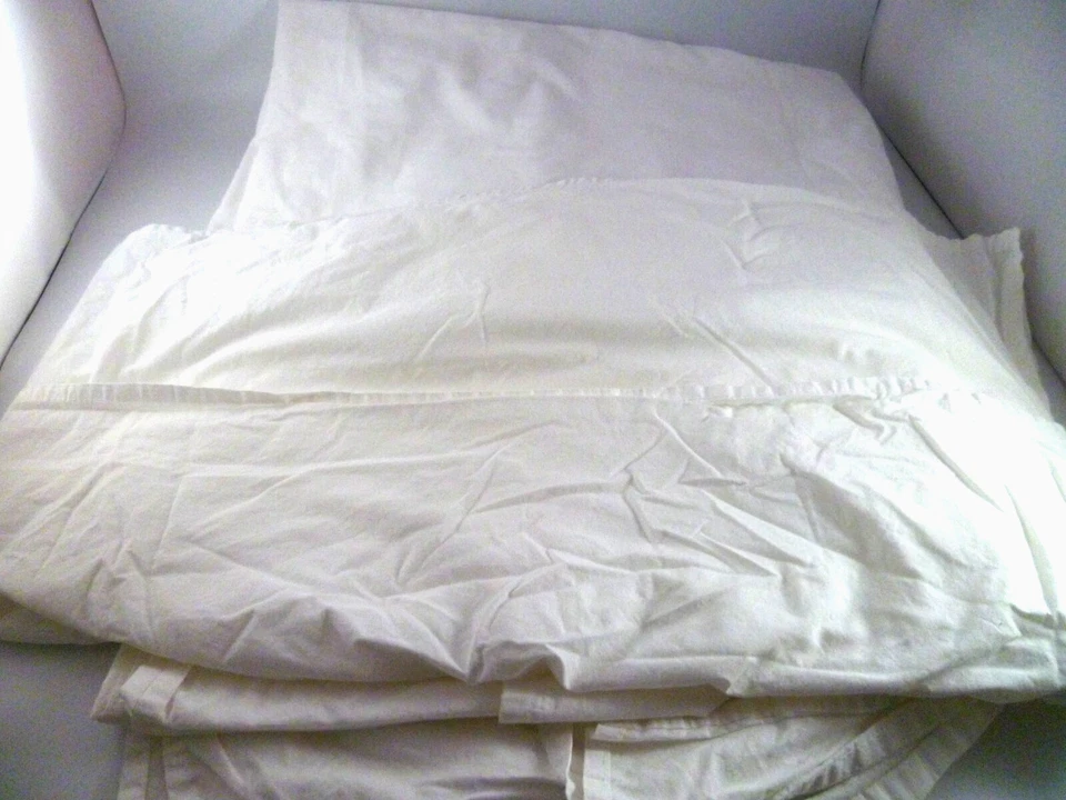 ПРОСТО ПОТЕРТАЯ ШИКАРНАЯ ЮБКА ДЛЯ КРОВАТИ ПЫЛЬ Двойная Грубая Белая Двойная 15" Капля Раздельный Угол - Изображение 2 из 4