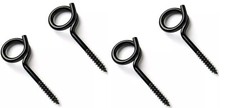 4   Black PIGTAIL SCREW HOOKS 4Pc Heavy Duty Black Steel  Hang Wall Hammock Loop