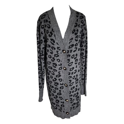 Hem & Thread Black And Gray Animal Print Cardigan~Size Small  Medium~Boutique