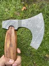 CUSTOM HAND FORGED DAMASCUS STEEL VIKING BEARDED CAMPING HATCHET TOMAHAWK AXE
