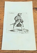 original 1750 small woodcut by hans holbeine " vallour "