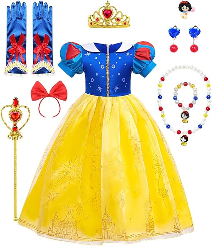 Disfraz Y Accesorios Blancanieves Niña Carnaval Princesa Disney Vestido 7-8