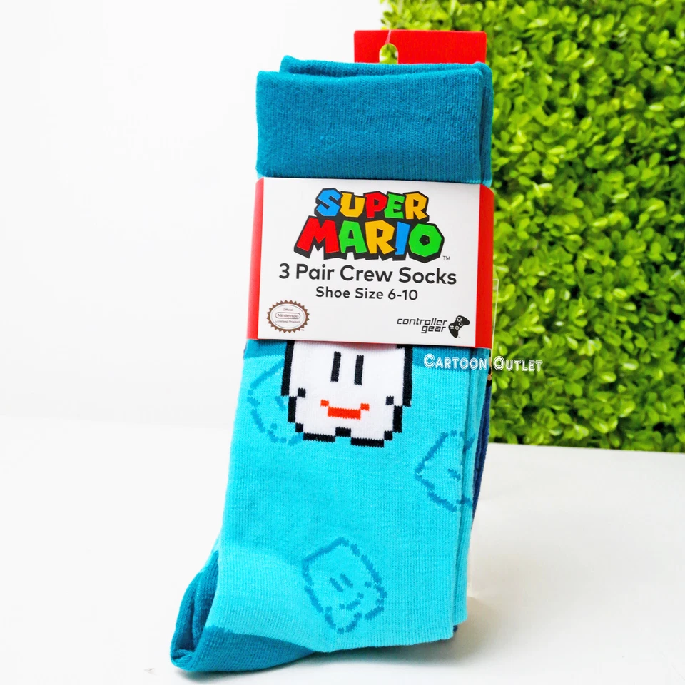 Mando Equipo Super Mario Bros 3 Pares Calcetines Crew 8 Bit Retro 3 Pares de Calcetines Nuevos Foto 4 de 4