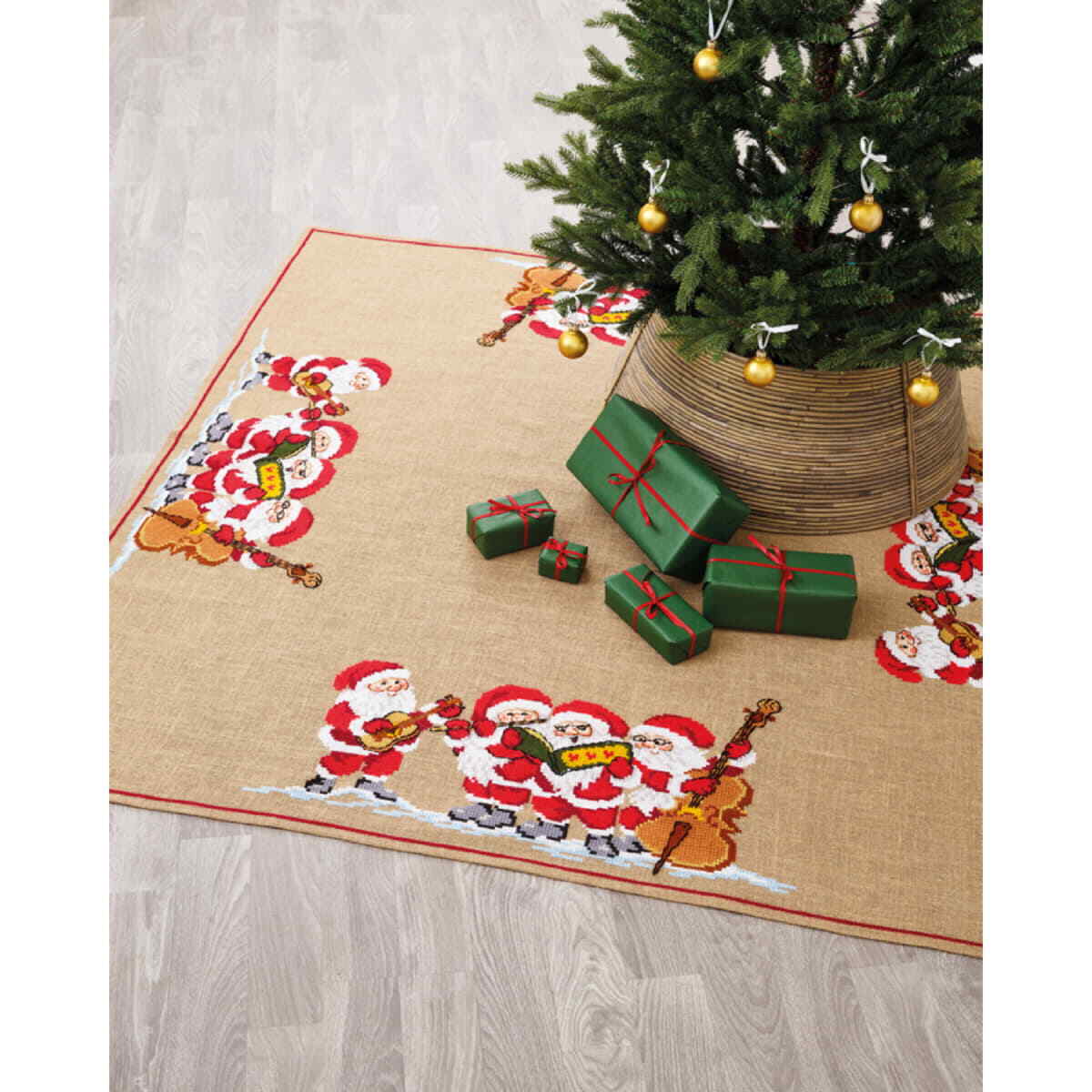 Permin counted cross stitch kit Weihnachtsbaumdecke ""Elf orchestra "", 172x172cm,