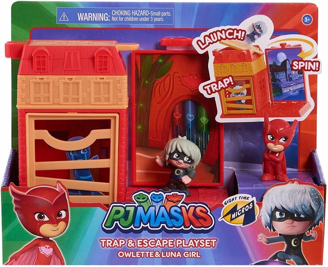 PJ Masks Nighttime Micros Trap & Escape Playset Owlette vs. Luna Girl