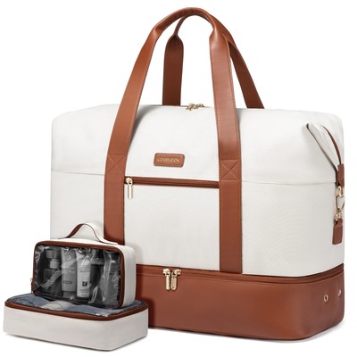 Weekender Bag, Large Travel Duffel Bag for Women with 2 Packing Cubes, Carry ...