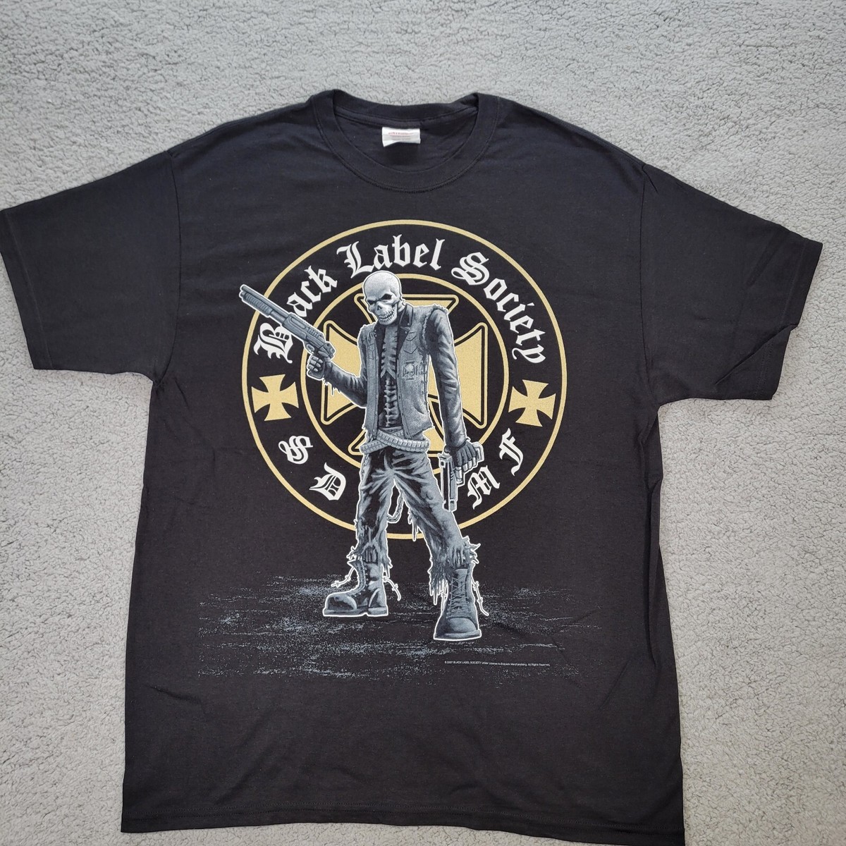 Vintage Black Label Society Shirt Mens Large SDMF Skeleton Gun Y2K