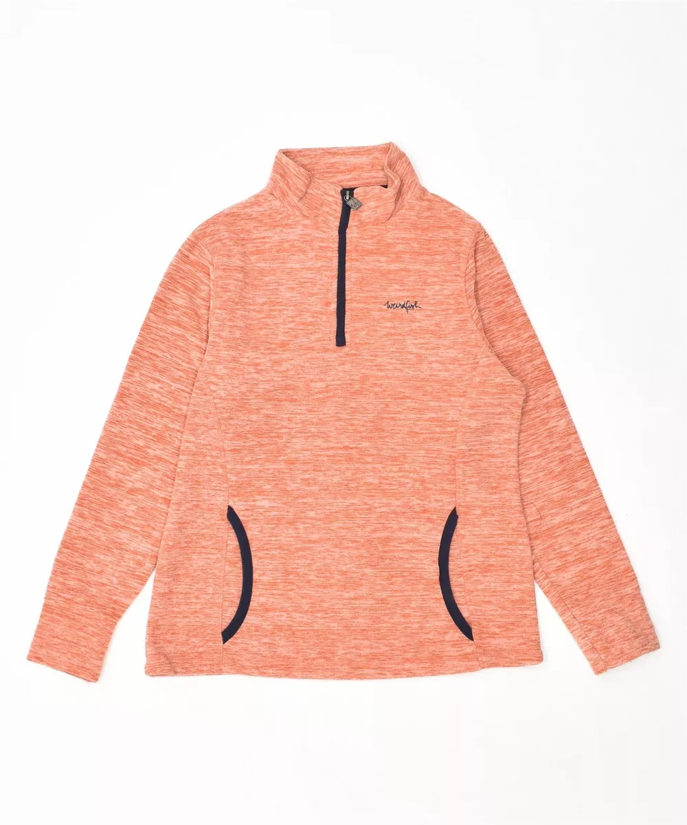 WEIRD FISH Womens Zip Neck Fleece Jumper UK 12 Medium Orange