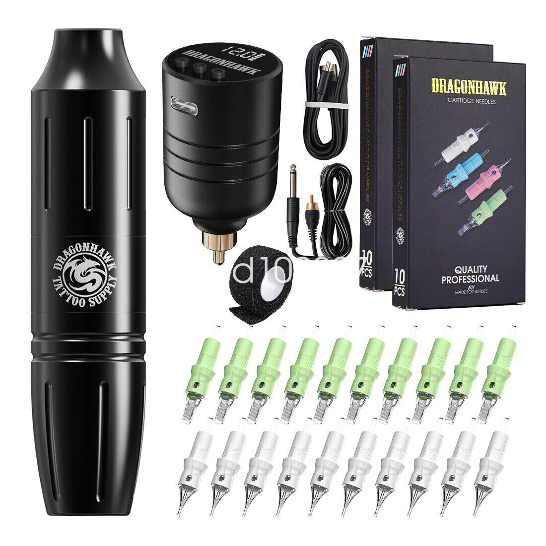 Dragonhawk Wireless Tattoo Kit Rotary Pen Máquina Batería Cartuchos Agujas