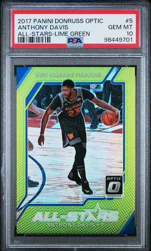 2017 PANINI DONRUSS OPTIC ALL-STARS LIME GREEN #5 ANTHONY DAVIS 161/175 PSA 10