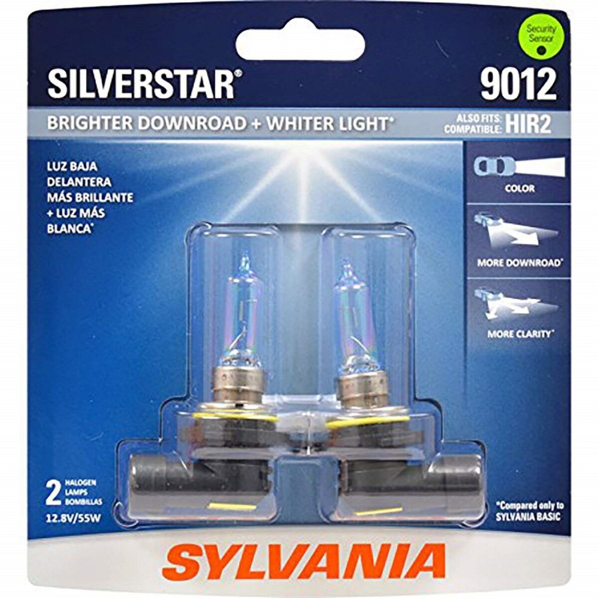 Sylvania Silverstar 9012 HIR2 55W Two Bulbs Head Light Dual Beam
