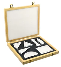 Acrylic Blocks Set, 7 Pcs - 15mm Thick - Wooden Storage Box - Eisco Labs