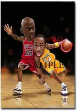 KOBE BRYANT MICHAEL JORDAN #1 REFRIGERATOR MAGNET GIFT MAN CAVE BULLS LA LAKERS