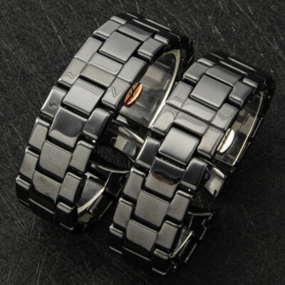 Black Brushed Ceramic Watch Band Strap for Armani AR1451 1452 1400 1410 1421 144