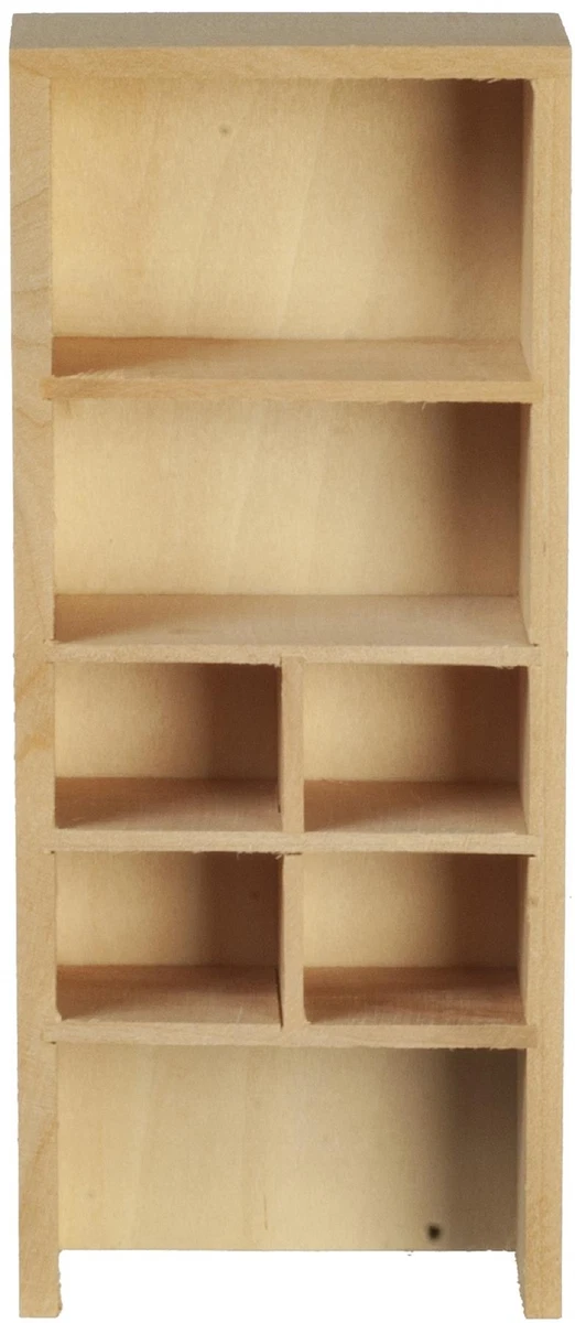 Dolls House Display Shelf Unit Modern Storage Bookcase Unfinished Furniture 1 12