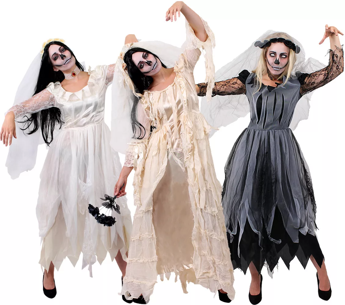 LADIES CORPSE BRIDE HALLOWEEN ZOMBIE GHOST FANCY DRESS CHOOSE HAVISHAM WOMEN LOT