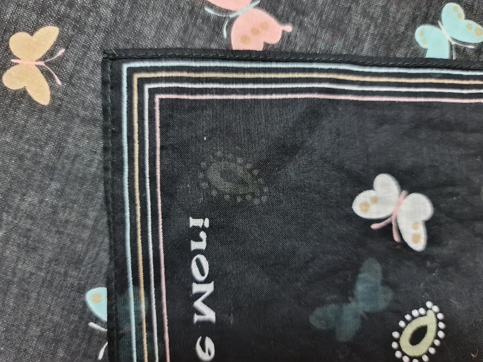 Шарф винтажный подлинный Hanae Mori бабочка черный хлопок 17 «маленький квадратный - Изображение 4 из 4