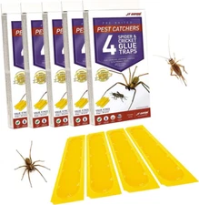 JT Eaton #844, 4-Pack Spider & Cricket Glue Traps (Pre-Baited) (5 Boxes)