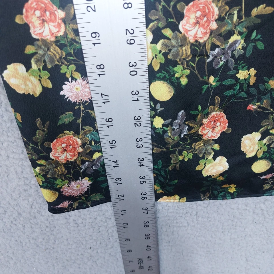 Vestido Banana Republic Feminino 8 Preto Floral Shift Manga 3\4 Camponesa Pradaria Boho - Imagem 3 de 4