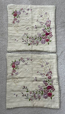 Embroidered Floral Pillow Sham Set of 2 Pink Beige Very nice