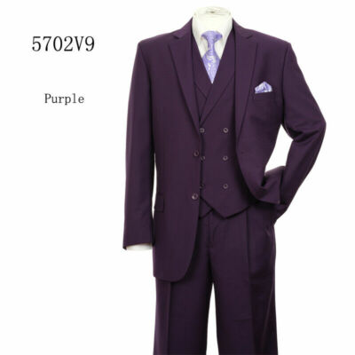 Men's Luxurious Wool Feel Suit W/ Vest &Pants 2 Buttons 5 Colors 38R~56L  5702V9
