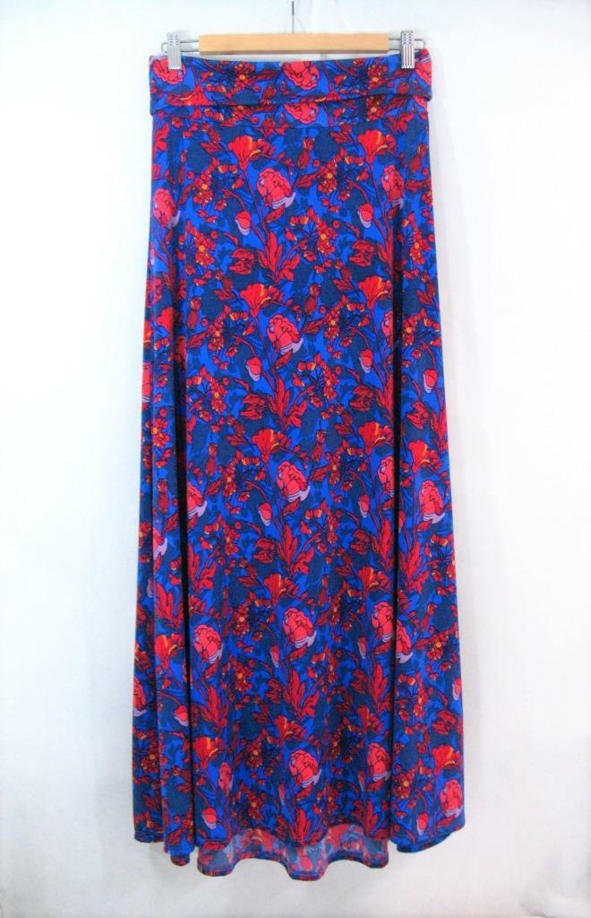 Maxi Jupe Longue LULAROE Taille S, Bleu Et Fleuri, Rabattable à La Taille (occasion, TB état)