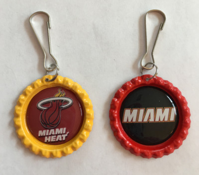 Handmade Miami Heat Zipper Pull Set of 2