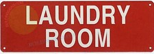 Laundry Room Sign Reflective, Aluminum, RED Background, 4X12 INCH -REF24-1027