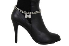 Fun Women Boot Chain Bracelet Simple Shoe Bow Tie Charm Classic Fashion Silver