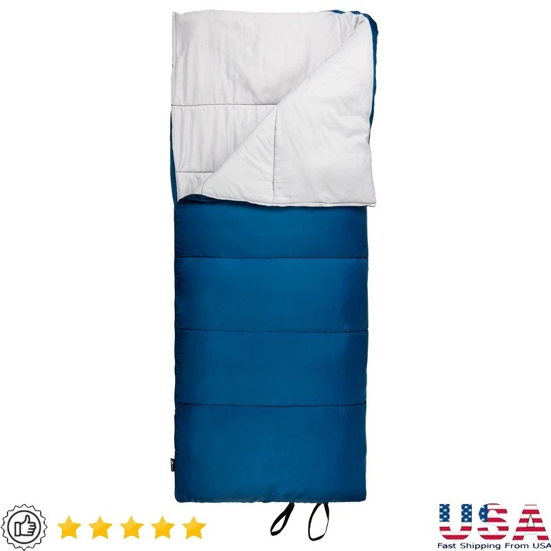 Cool Weather Sleeping Bag Rectangular Full Zipper Machine Washable Camping New