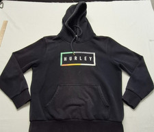 Hurley Men's Black front pocket hoodie colorful logo graphic print sz. M