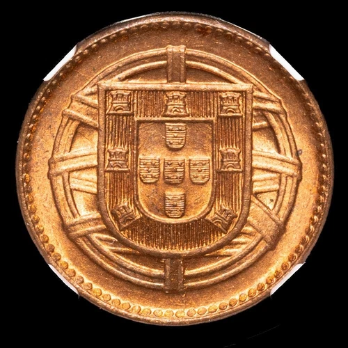 Portugal. 1 Cent. KM568. 1921. Encapsulated by NGC MS65 RB.