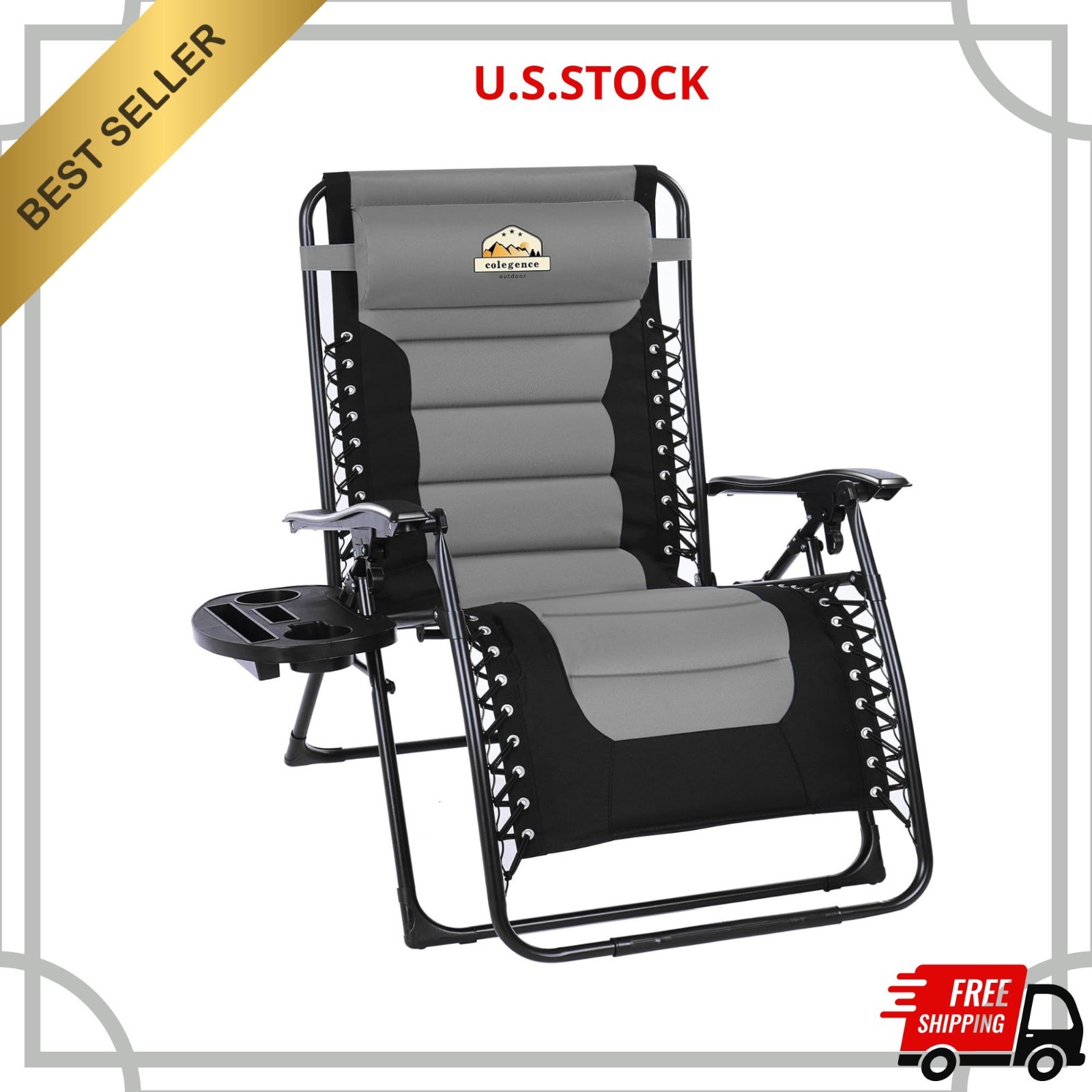 Foldable Recliner 350lbs Black