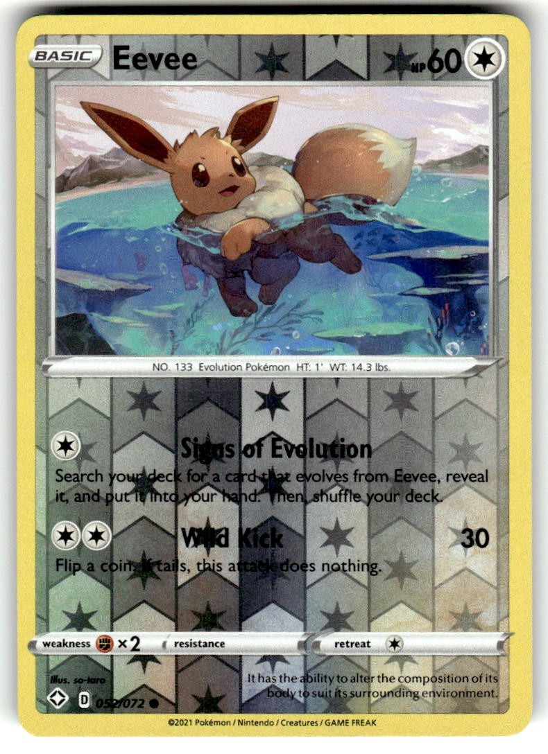 Eevee 052/072 Shining Fates Reverse Holo NM Pokemon