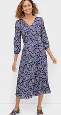 Talbots NWT 3/4 Sleeve Bandana-Print Lined Cotton Dress With Pockets 18W