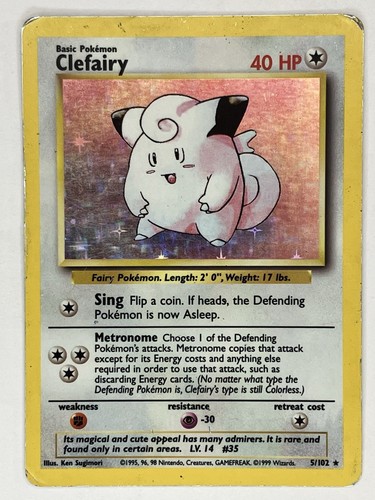 Clefairy HP Unlimited Base Set 5/102 Pokemon TCG Holo