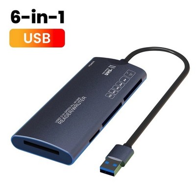 Elough 6 in 1 Card Reader SD TF XD CF M2 Memory Card Readers USB Adapter Type C