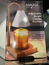 Mikasa Adjustable Height Candle Warmer Lamp White Gold Wood for Jar Candles