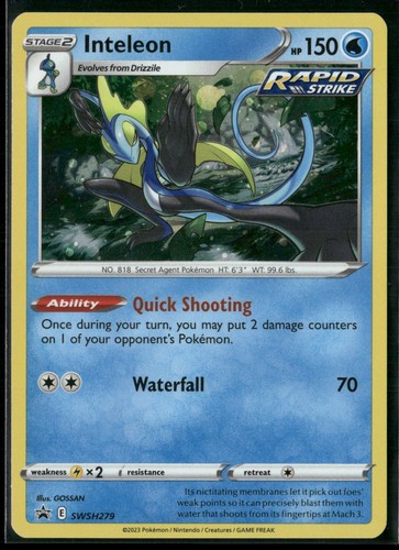 Pokemon - Inteleon SWSH279 Black Star Promo Cosmos Holo LP