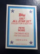 Pete Rose Reds 1987 Topps All-Star Collector's Edition BLANK FRONT SCARCE