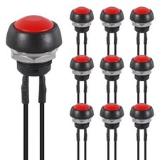 10x Red Push Button Switch Waterproof Reset Car/Truck Wired DC 12V AC 125V/250V