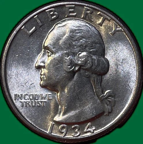 1934 Medium Motto Washington Quarter Brilliant Uncirculated BU Coin #35553