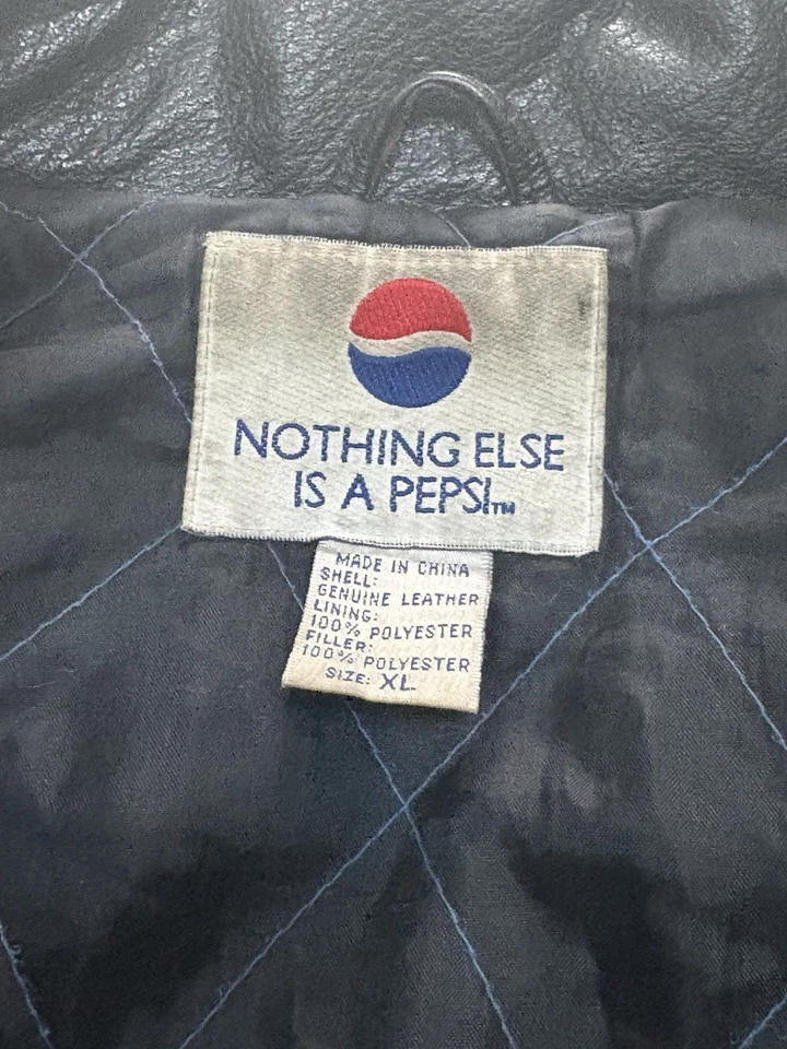 Vintage 1990s Pepsi Leather Bomber Jacket XL -Nothing Else Is a Pepsi - Image 2 of 4