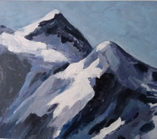 Blue Mountains Landscape Acrylic Painting Original Art Wall Decor  Modern Signed