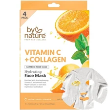 By Nature Hydrating Face Masks with Vitamin C + Collagen, Made From Bamboo Fiber