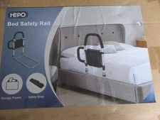 HEPO Bed Safety Rails for Elderly with Double Handles and Storage Pocket