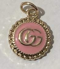 Gucci Double G Round Button Gold Pink  Charm 17mm zipper pull