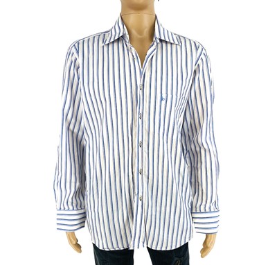 RoccaBarocco Herren Weiß Gestreiftes Langarmhemd Größe XL 43 17