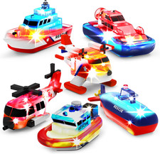 Ocean Rescue Vehicles Light up Bath Toys, 6 Pack Water-Activated Light up T