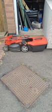 Corded Electric Push Lawn Mower with Grass Catcher, Red/Black